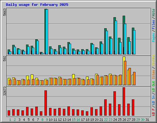 Daily usage for February 2025